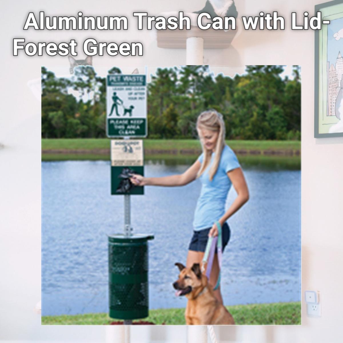 Picture of Dogipot 1206A-L Aluminum Trash Can with Lid- Forest Green