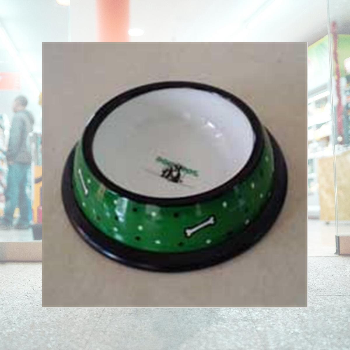 Picture of Dogipot 1701-L Dog Bowl- Green & White Dog Bones