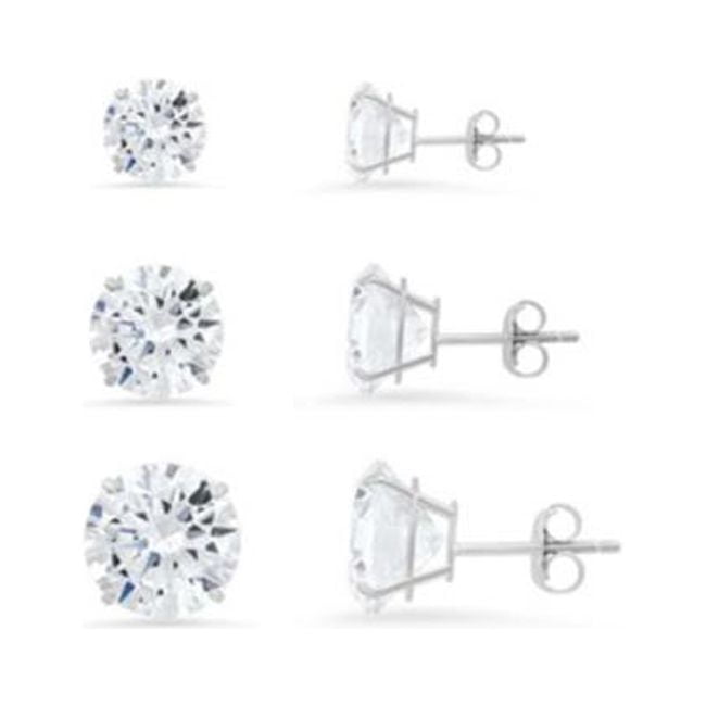Picture of 212 Main 315-5QES401W Womens Sterling Silver Round-Cut Cubic Zirconia Earring Set, Set of 3