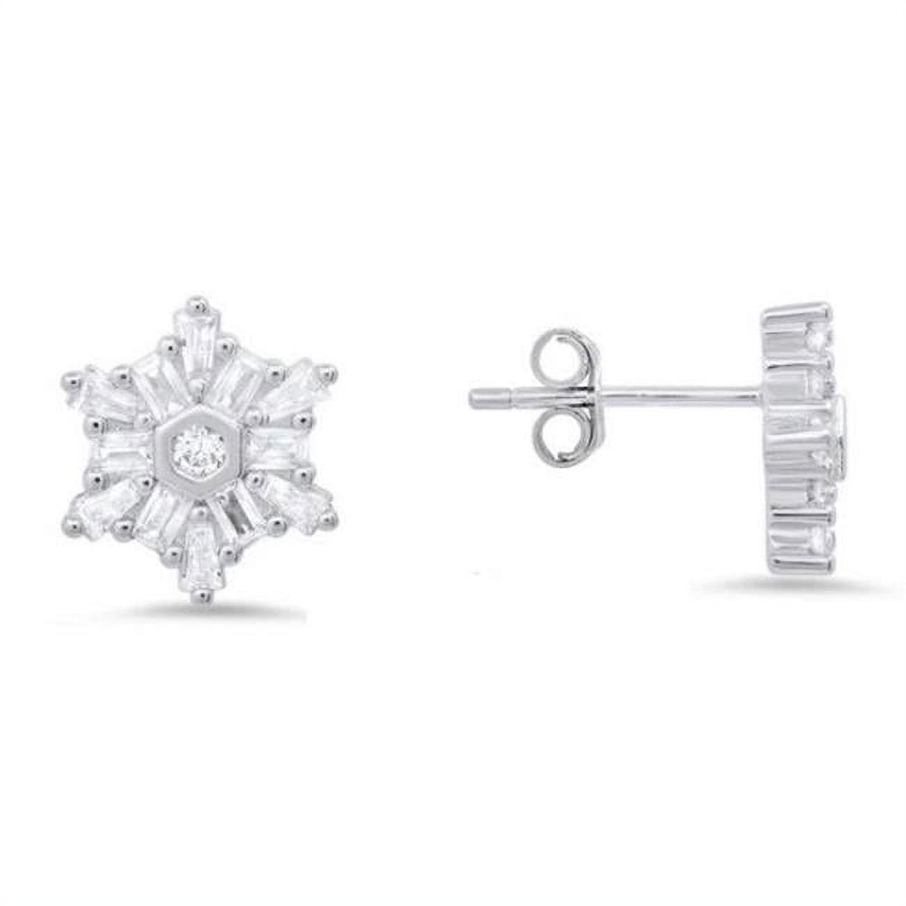 Picture of 212 Main 06-036-DSE Womens Sterling Silver Snowflake Cubic Zirconia Stud Earrings