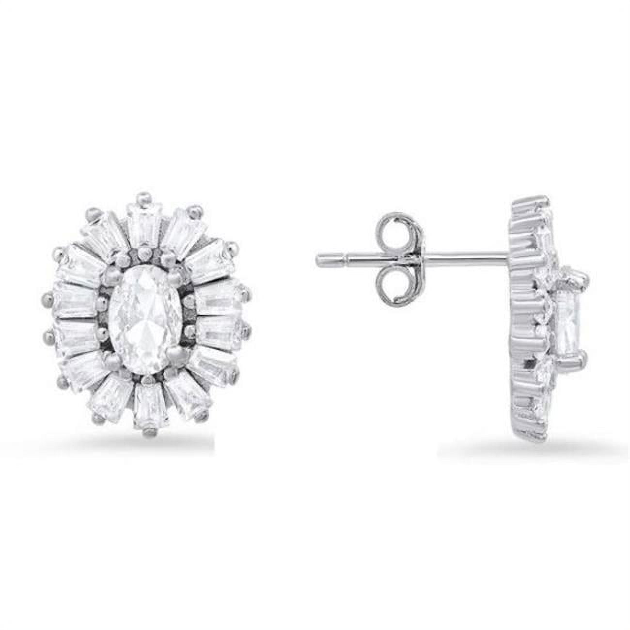 Picture of 212 Main 06-037-DSE Womens Sterling Silver Cubic Zirconia Halo Stud Earrings