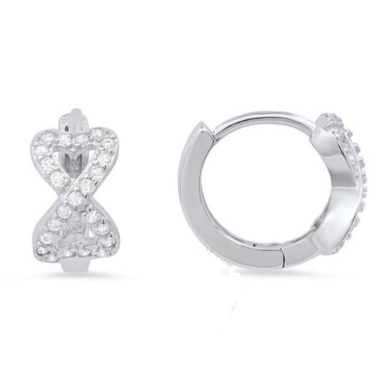 Picture of 212 Main 06-046-DSE Womens Sterling Silver Petite Cubic Zirconia Heart Infinity Huggy Hoop Earrings