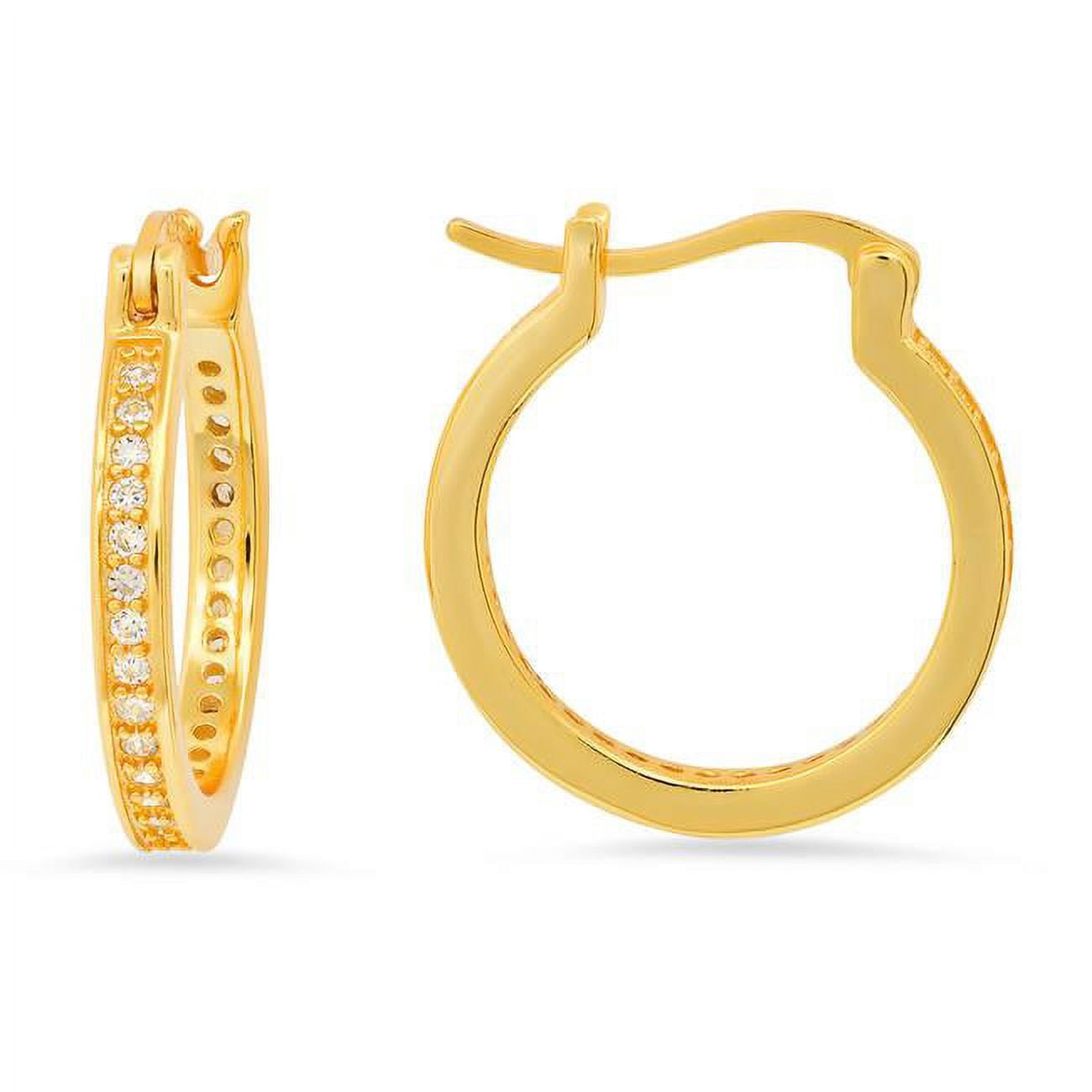 Picture of 212 Main 06-048Y-DSE 20 mm Womens 14K Gold Over Silver Cubic Zirconia Inside Out Hoop Earrings