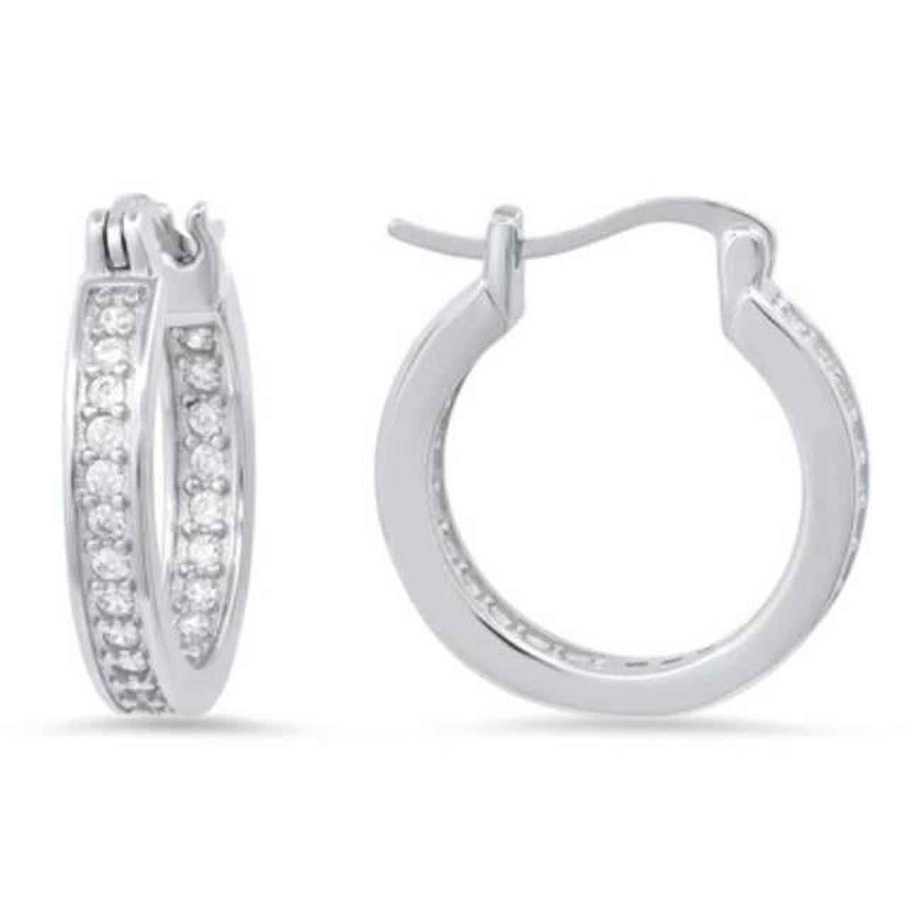 Picture of 212 Main 06-052-DSE 20 mm Womens Sterling Silver Inside Out Cubic Zirconia Hoop Earrings