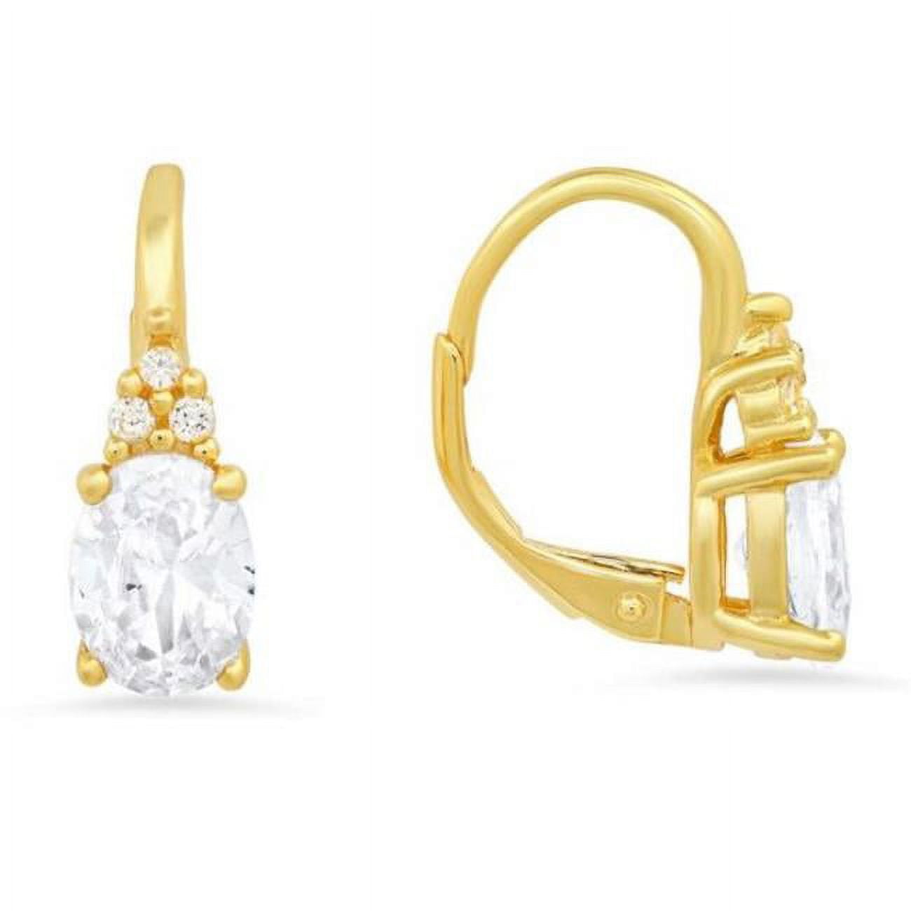 Picture of 212 Main 07-002Y-DSE Womens 14K Gold Over Silver Cubic Zirconia Leverback Earrings