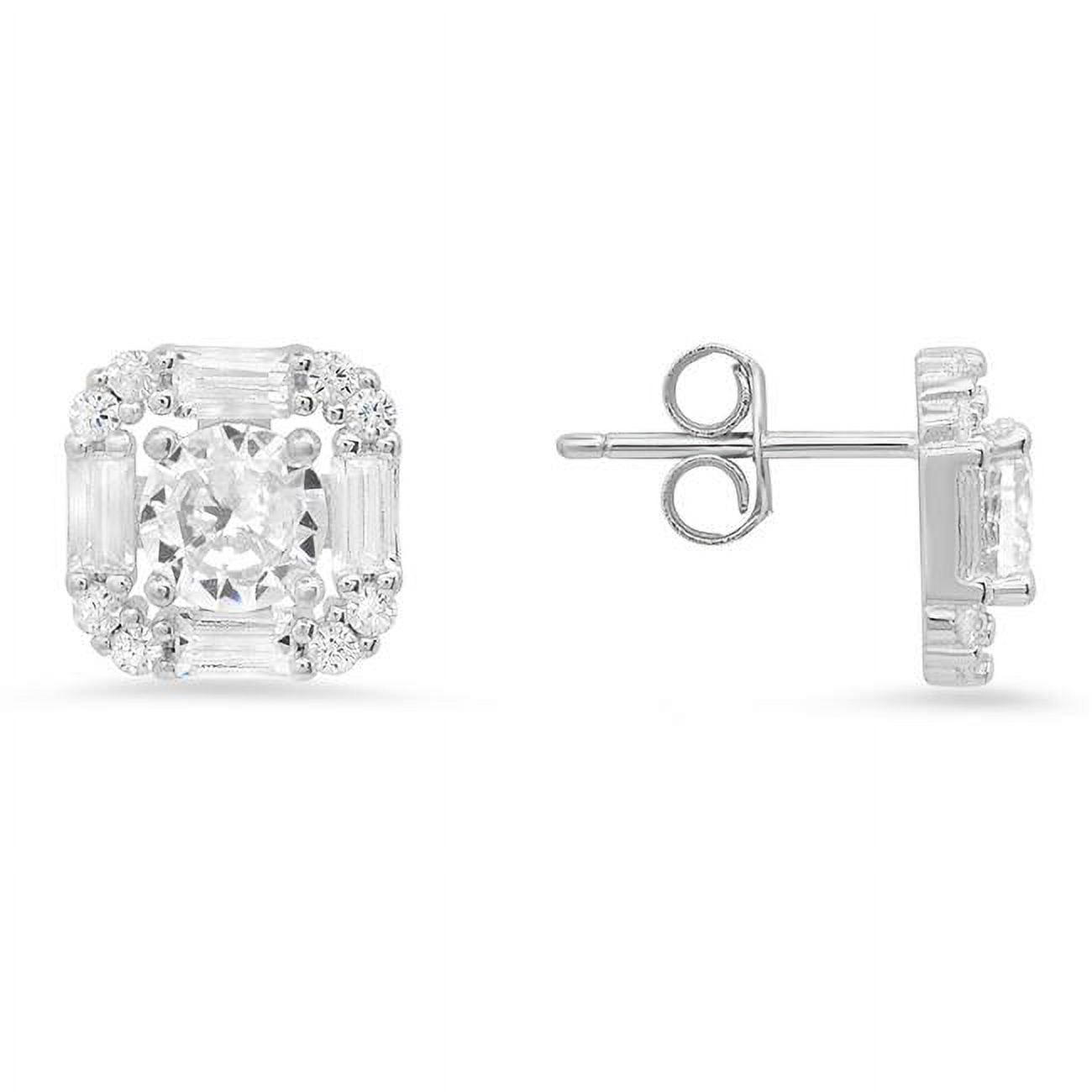 Picture of 212 Main 04-019-DSE Womens Sterling Silver Cubic Zirconia Halo Stud Earrings