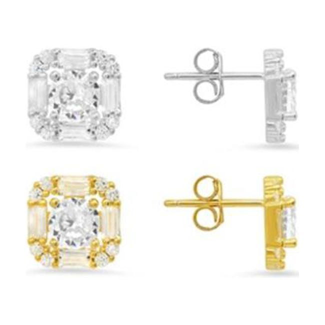 Picture of 212 Main 04-019Y-DSE Womens 14K Gold Over Silver Cubic Zirconia Halo Stud Earrings