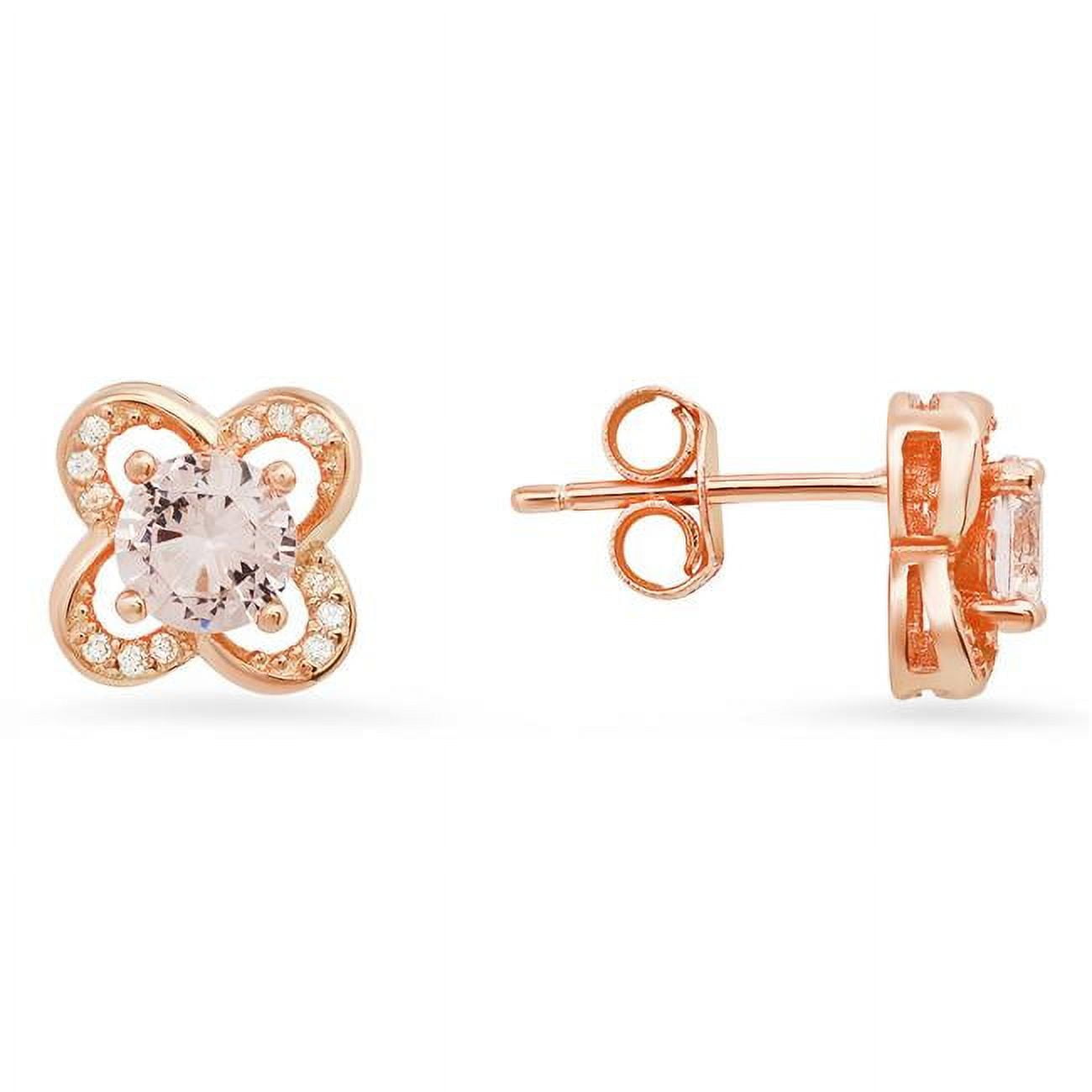 Picture of 212 Main 04-022R-DSE Womens 14K Rose Gold Over Silver Morganite Cubic Zirconia Flower Stud Earrings