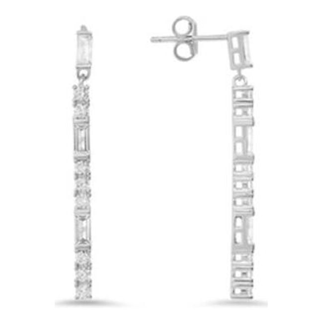 Picture of 212 Main 04-031Y-DSE Womens 14K Gold Over Silver Dangling Bar Cubic Zirconia Earrings