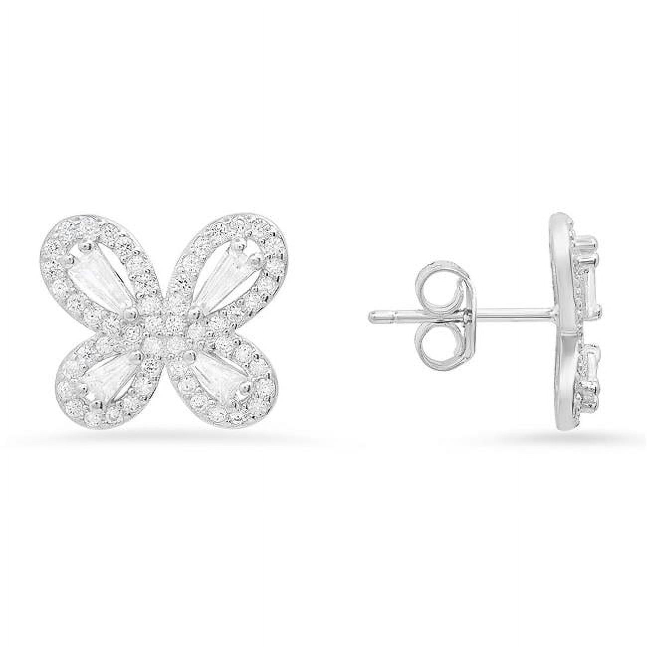 Picture of 212 Main 04-034-DSE Womens Sterling Silver Butterfly Cubic Zirconia Stud Earrings