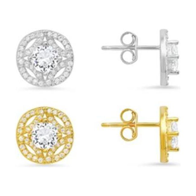 Picture of 212 Main 04-041-DSE Womens Sterling Silver Vintage Halo Cubic Zirconia Stud Earrings