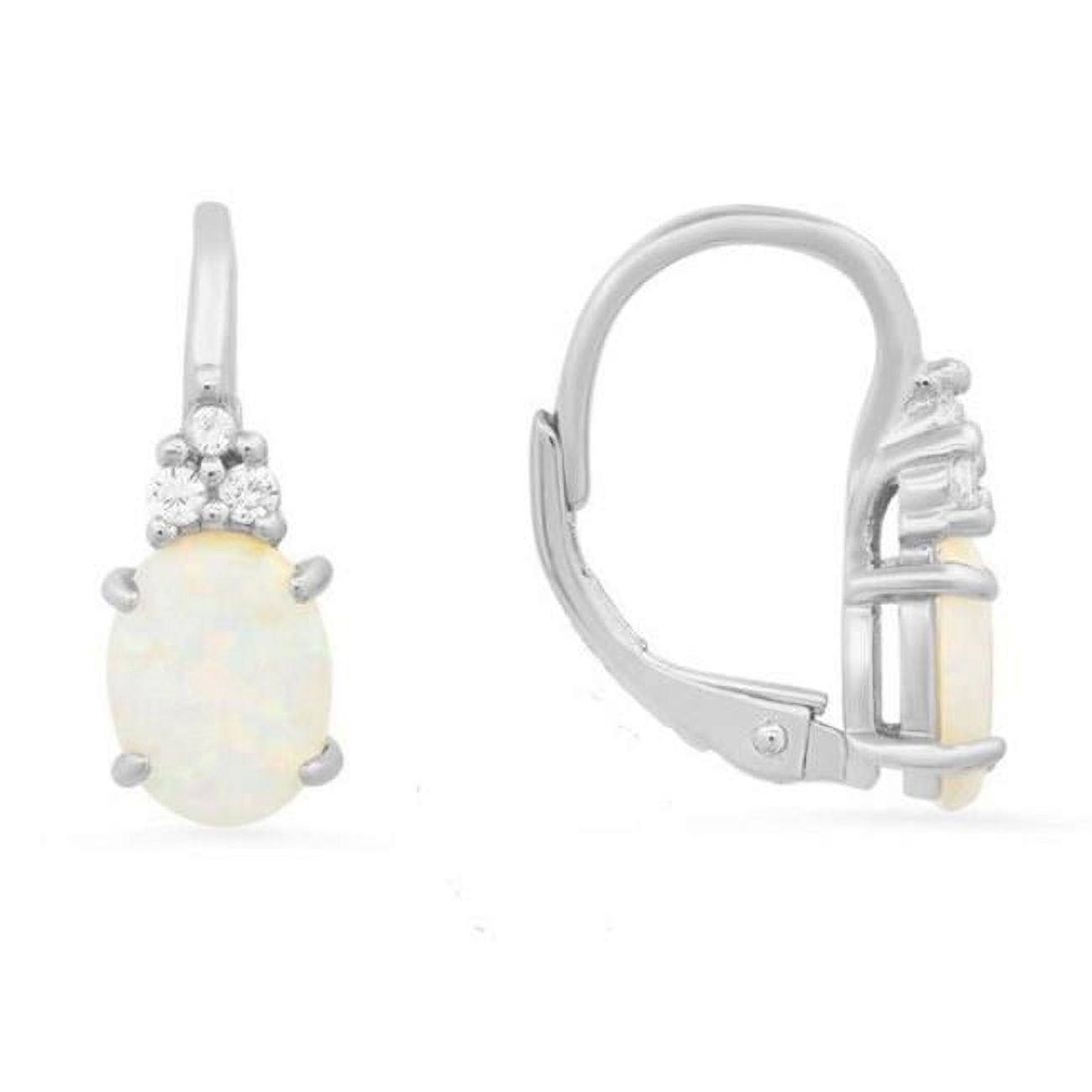 Picture of 212 Main 07-001-DSE Womens Sterling Silver Opal & Cubic Zirconia Leverback Earrings