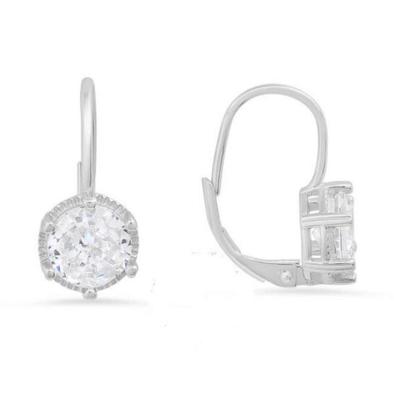 Picture of 212 Main 12-001-DSE Womens Sterling Silver Round-Cut Cubic Zirconia Leverback Earrings