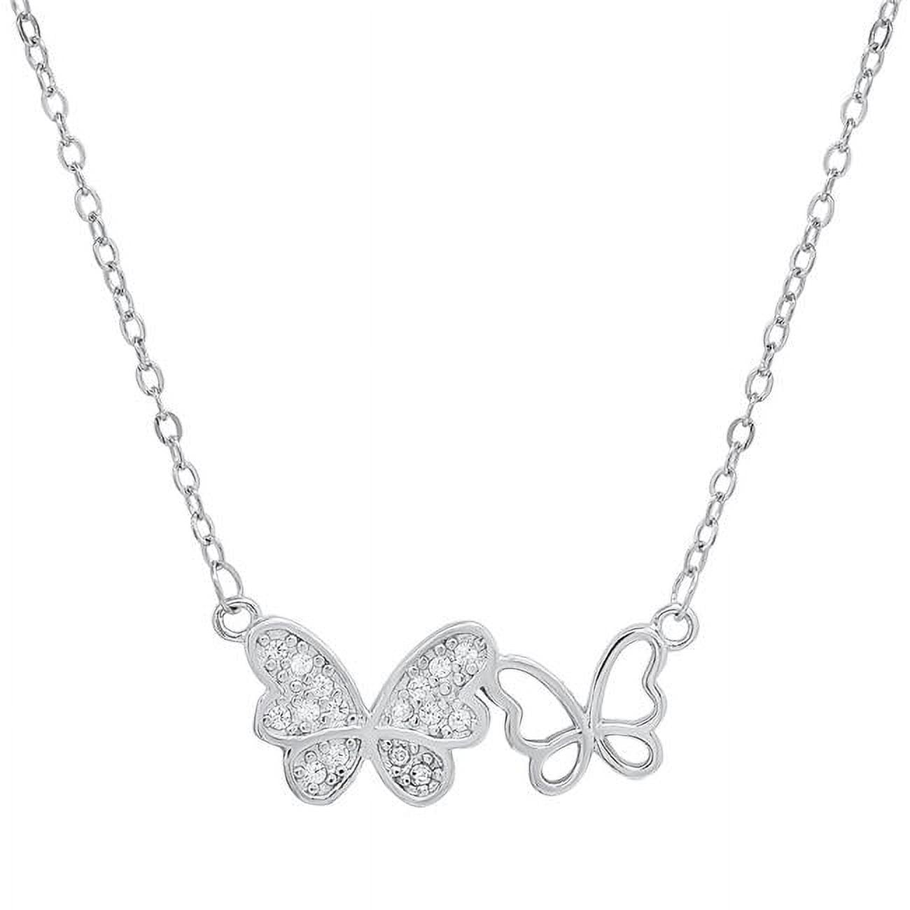 Picture of 212 Main 06-060-DSN 18 in. Sterling Silver Butterfly Cubic Zirconia Necklace