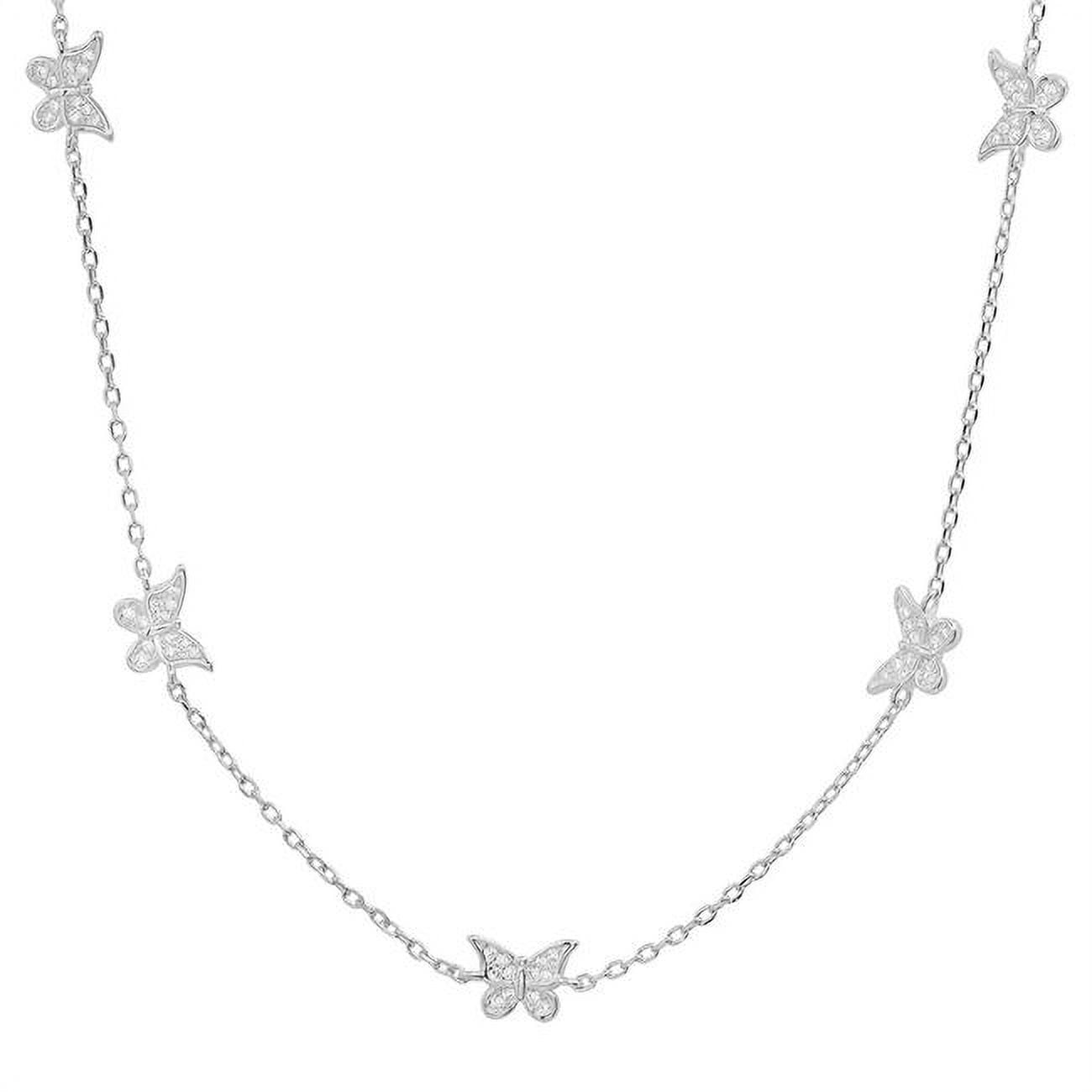 Picture of 212 Main 04-026-DSN 18 in. Sterling Silver Cubic Zirconia Butterfly Station Necklace