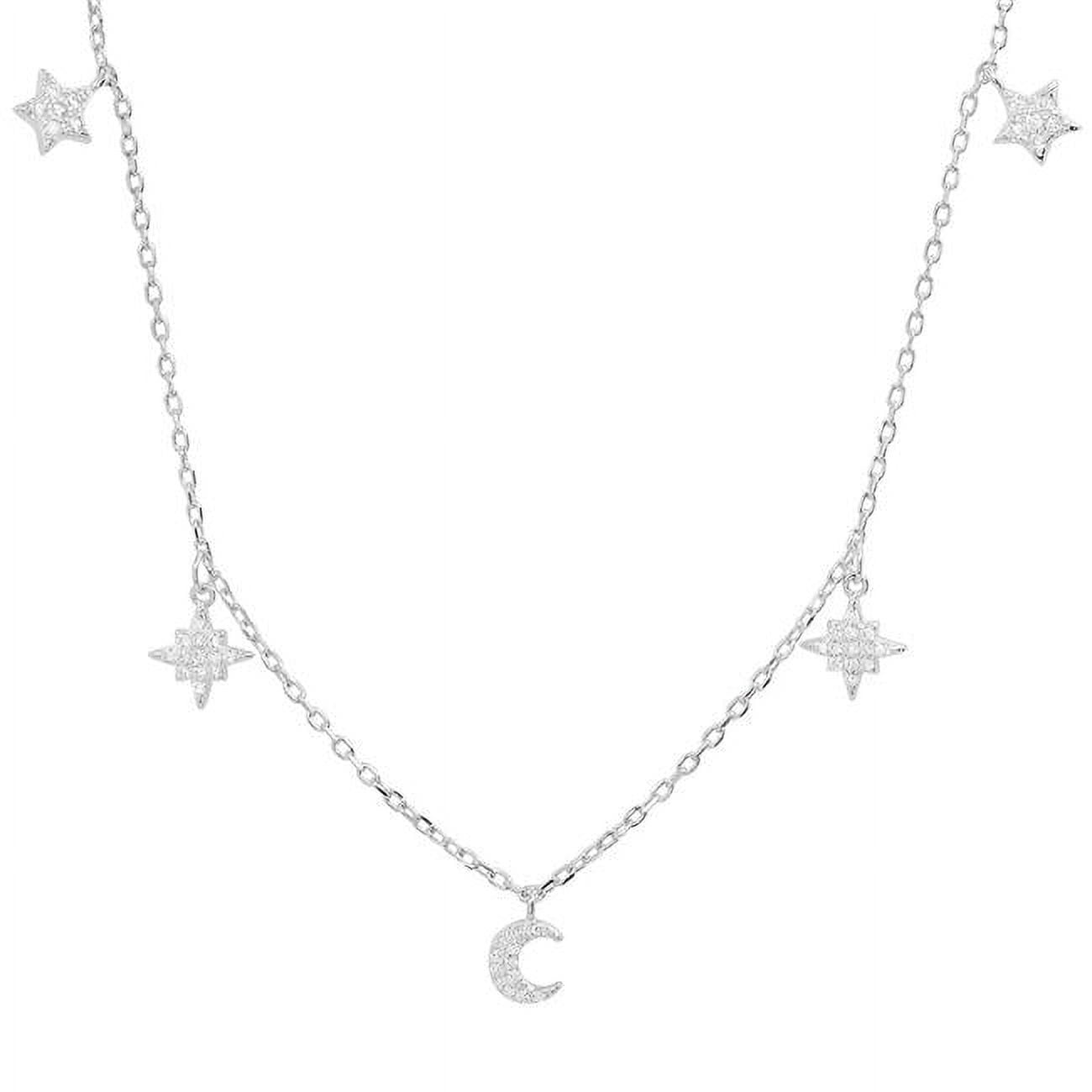Picture of 212 Main 04-027-DSN 18 in. Sterling Silver Cubic Zirconia Dangling Celestial Necklace