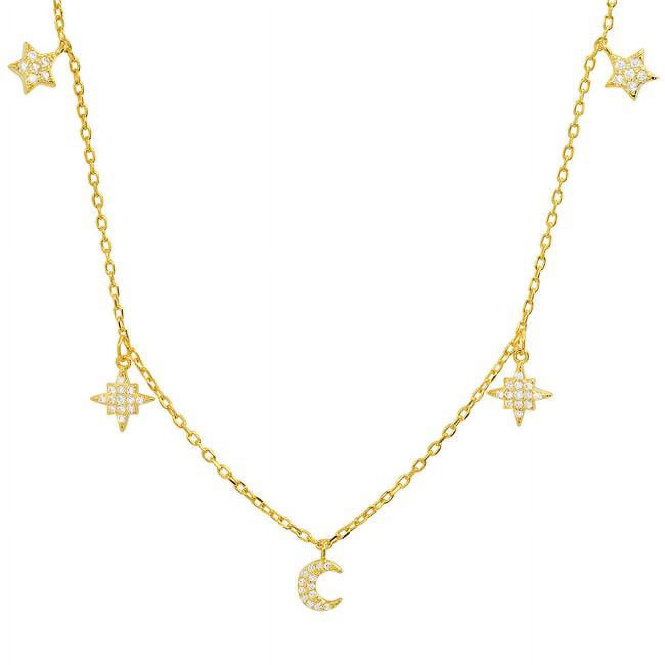Picture of 212 Main 04-027Y-DSN 18 in. 14K Gold Over Silver Cubic Zirconia Dangling Celestial Necklace