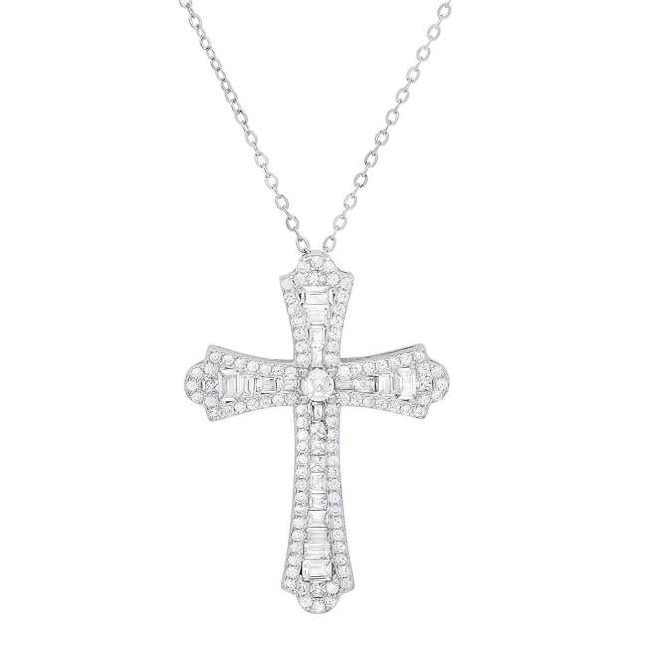 Picture of 212 Main 04-070-DSN 18 in. Sterling Silver Luxurious Cubic Zirconia Cross Pendant