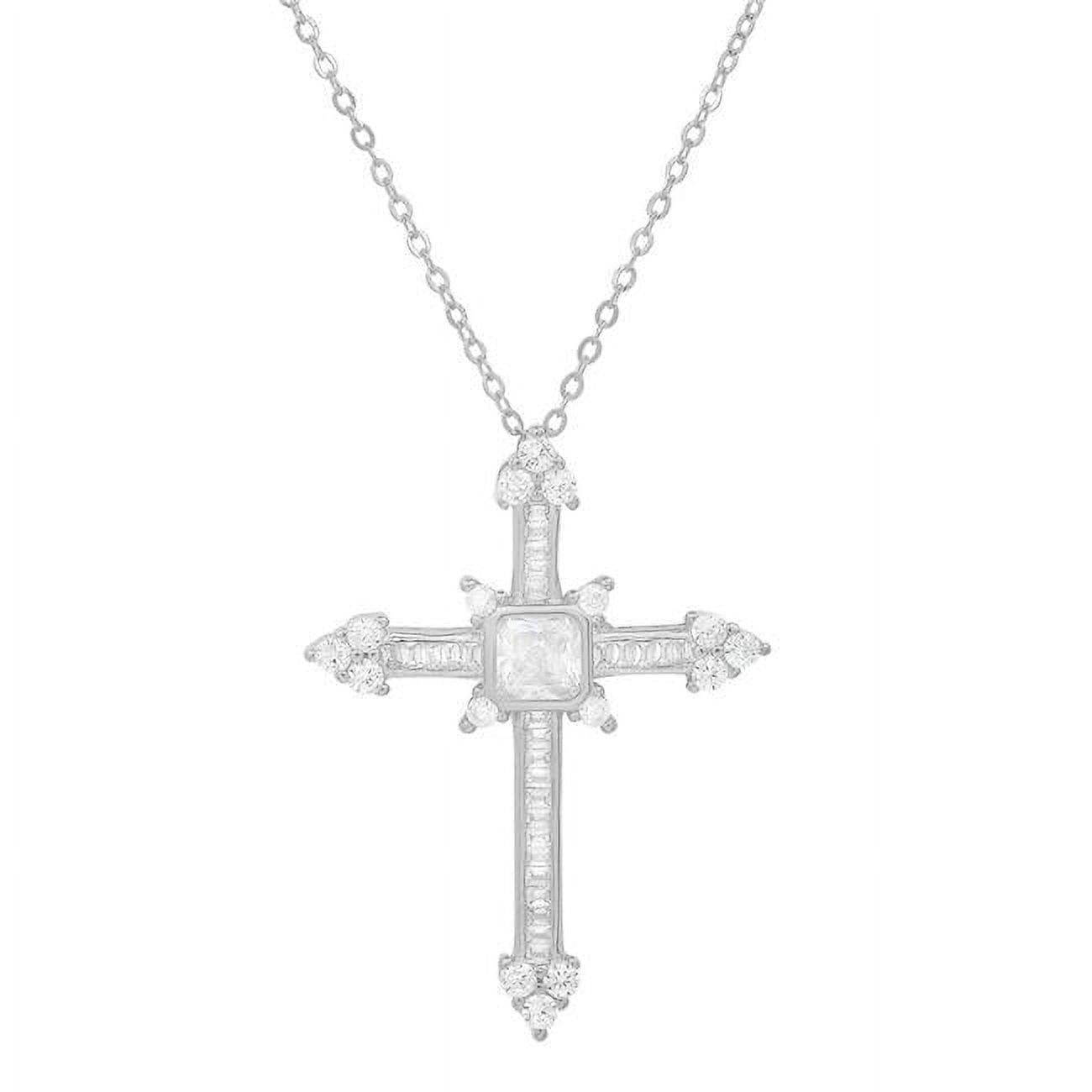 Picture of 212 Main 04-067-DSN 18 in. Sterling Silver Fancy Cubic Zirconia Cross Pendant