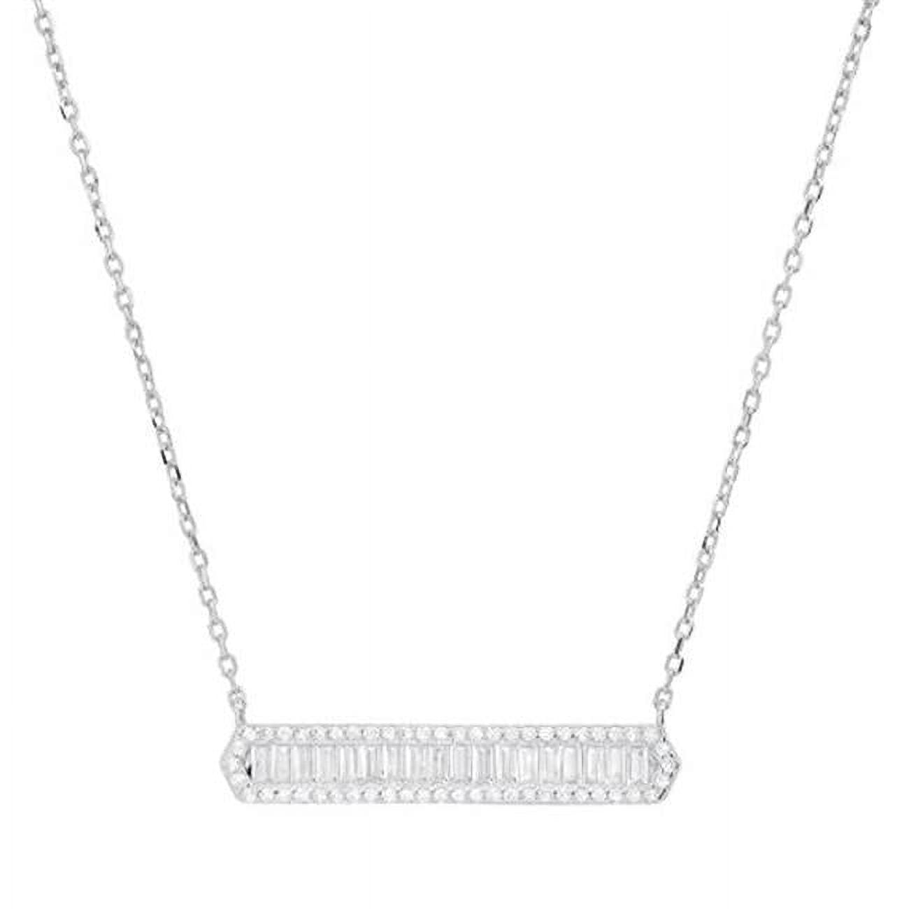 Picture of 212 Main 04-115-DSN 18 in. Sterling Silver Baguette-Cut Cubic Zirconia Bar Necklace
