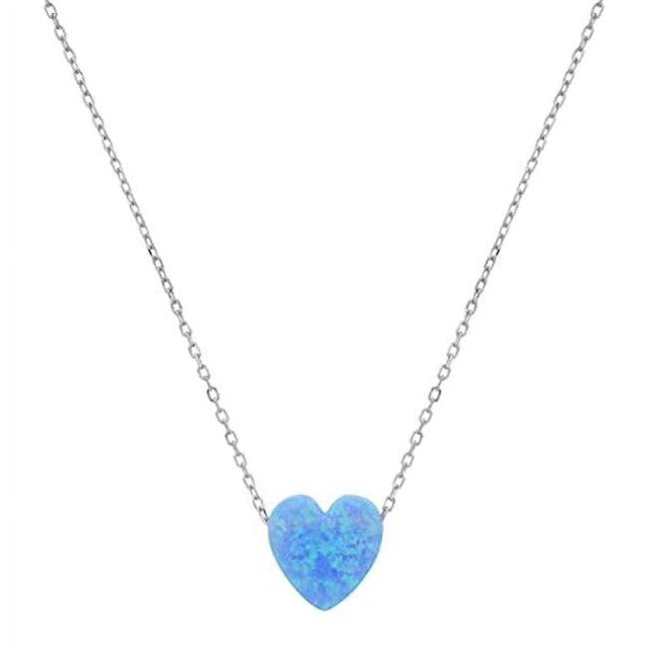Picture of 212 Main 09-001BO-DSP 18 in. Sterling Silver Blue Opal Heart Necklace