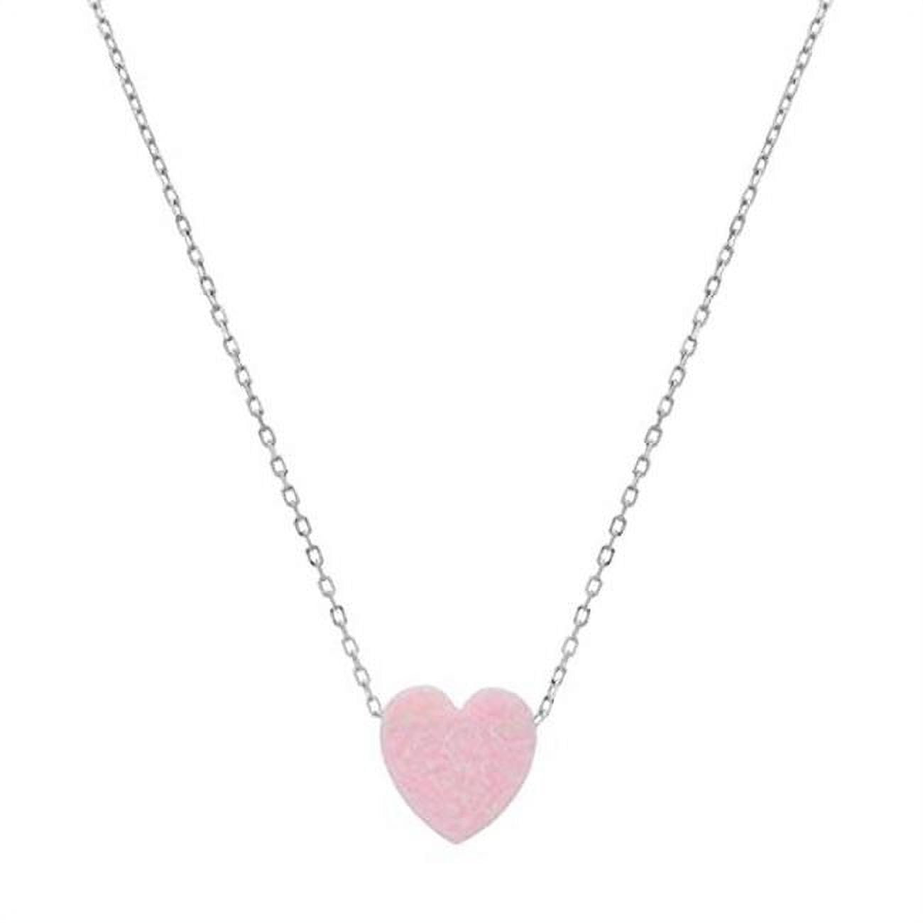 Picture of 212 Main 09-001PO-DSP 18 in. Sterling Silver Pink Opal Heart Necklace