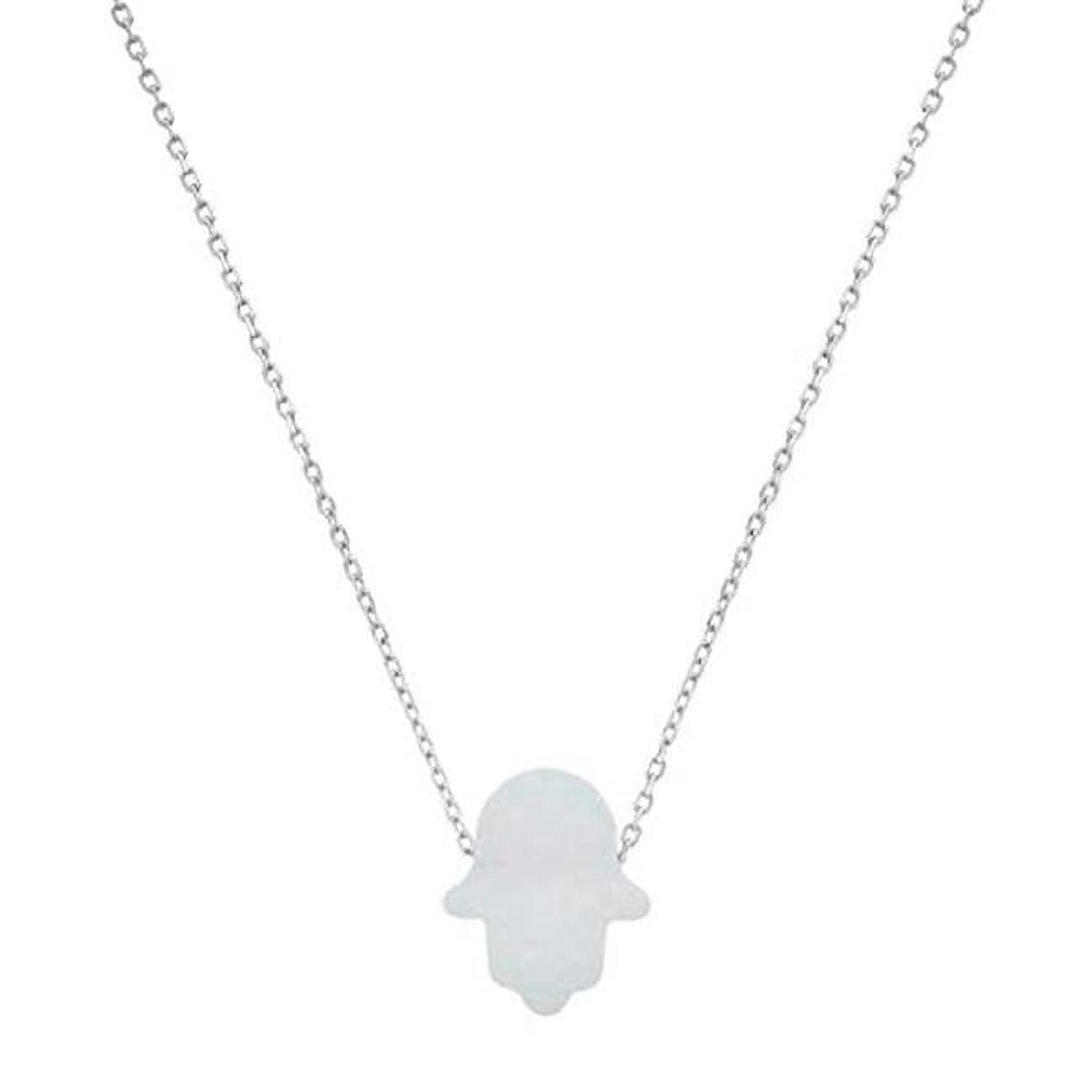Picture of 212 Main 09-002WO-DSP 18 in. Sterling Silver Opal Hamsa Necklace