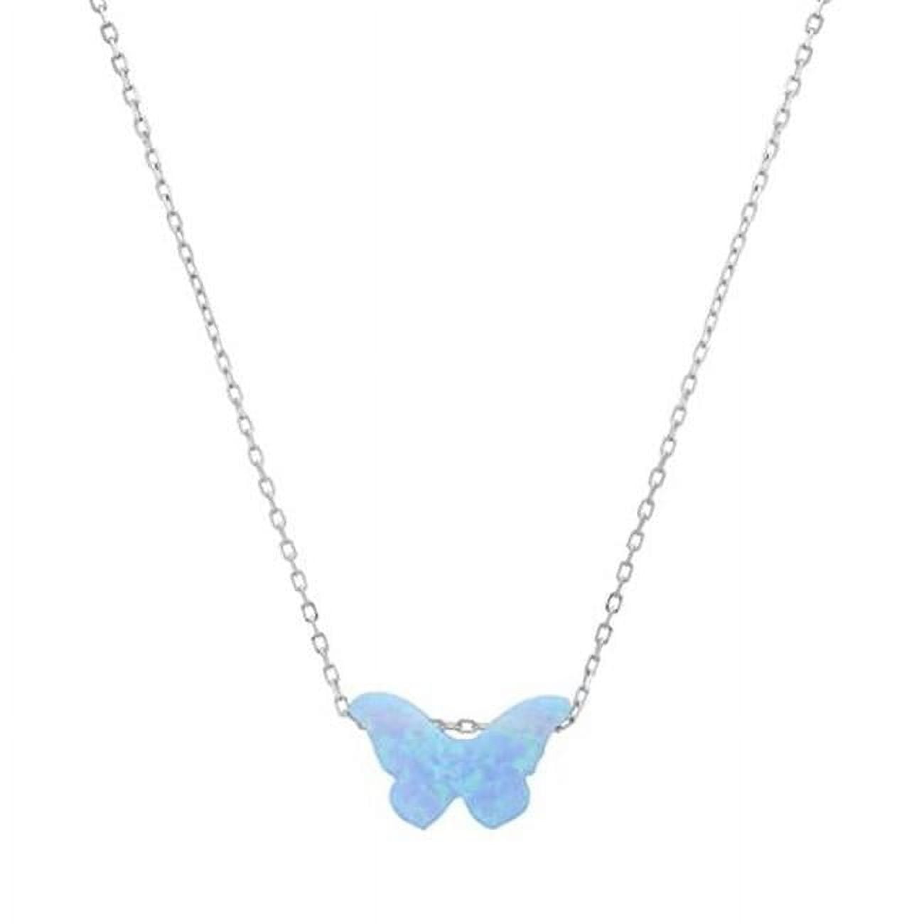 Picture of 212 Main 09-004BO-DSP 18 in. Sterling Silver Blue Opal Butterfly Necklace