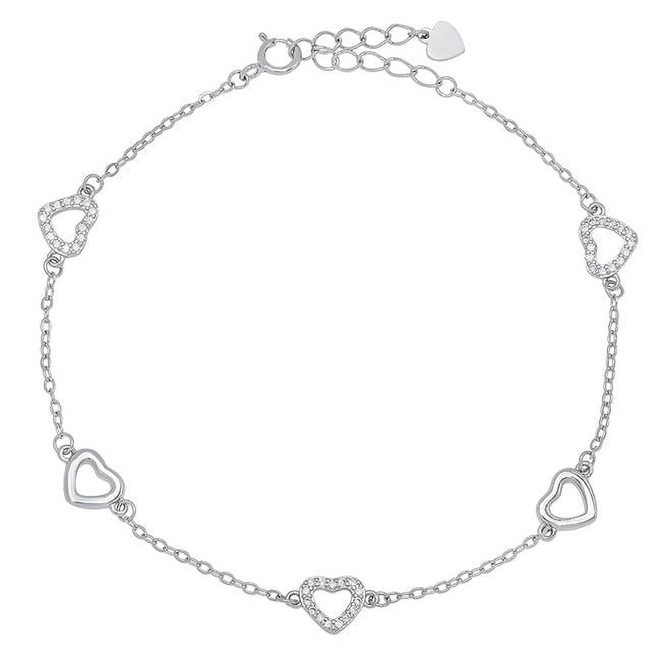 Picture of 212 Main 06-058-DSB 8 in. Sterling Silver Cubic Zirconia Heart Station Bracelet