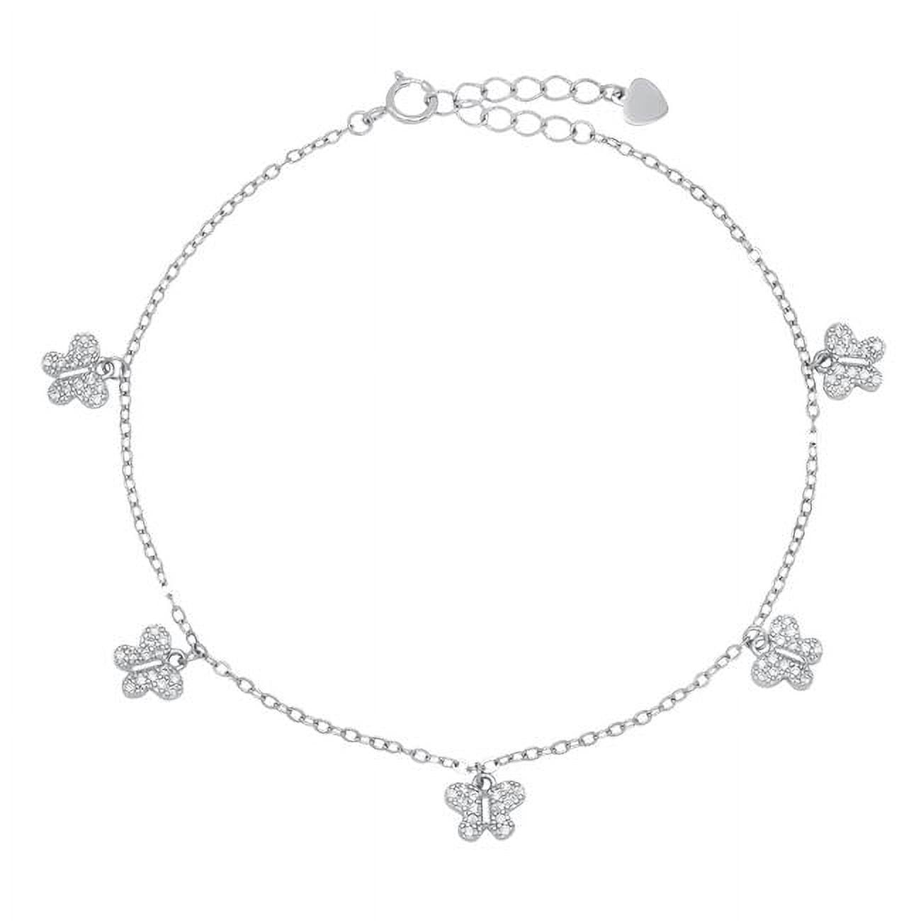 Picture of 212 Main 06-059-DSB 8 in. Sterling Silver Cubic Zirconia Butterfly Charm Bracelet