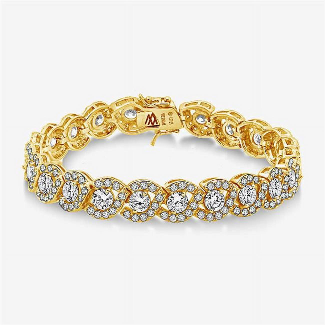 Picture of 212 Main 02-004Y-DSB 7.25 in. 14K Gold Over Silver Round-Cut Cubic Zirconia Tennis Bracelet