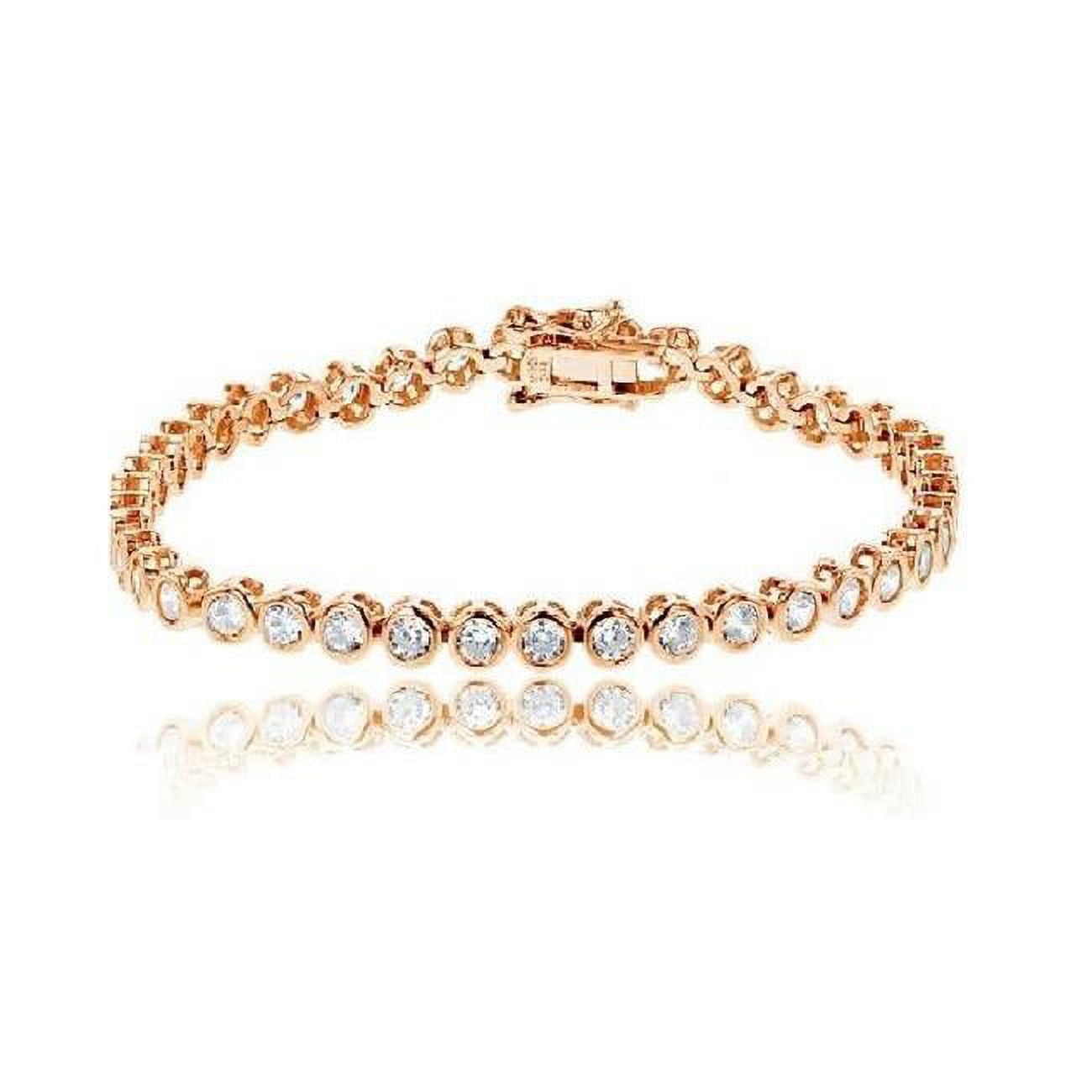 Picture of 212 Main 02-006Y-DSB 7.25 in. 14K Gold Over Silver Bezel-Set Round-Cut Cubic Zirconia Tennis Bracelet