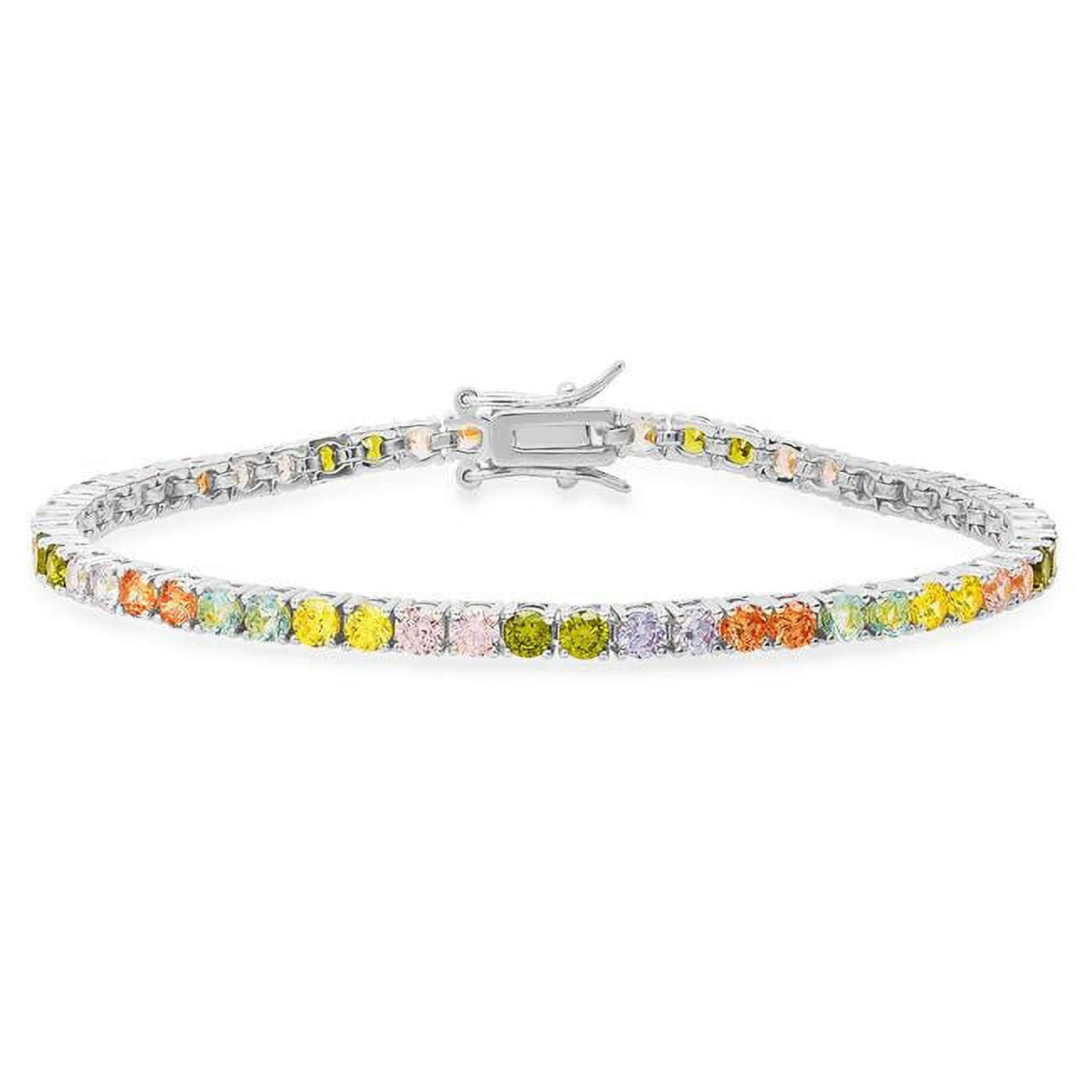Picture of 212 Main 02-008-DSB 7.25 in. Sterling Silver Multi Color Cubic Zirconia Tennis Bracelet