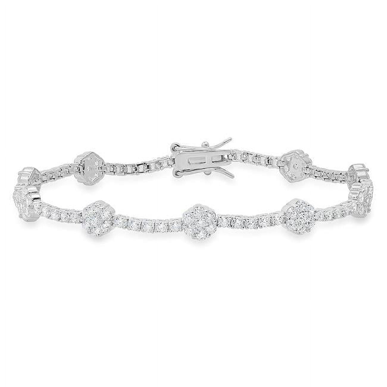 Picture of 212 Main 02-014-DSB 7.25 in. Sterling Silver Cubic Zirconia Floral Station Tennis Bracelet