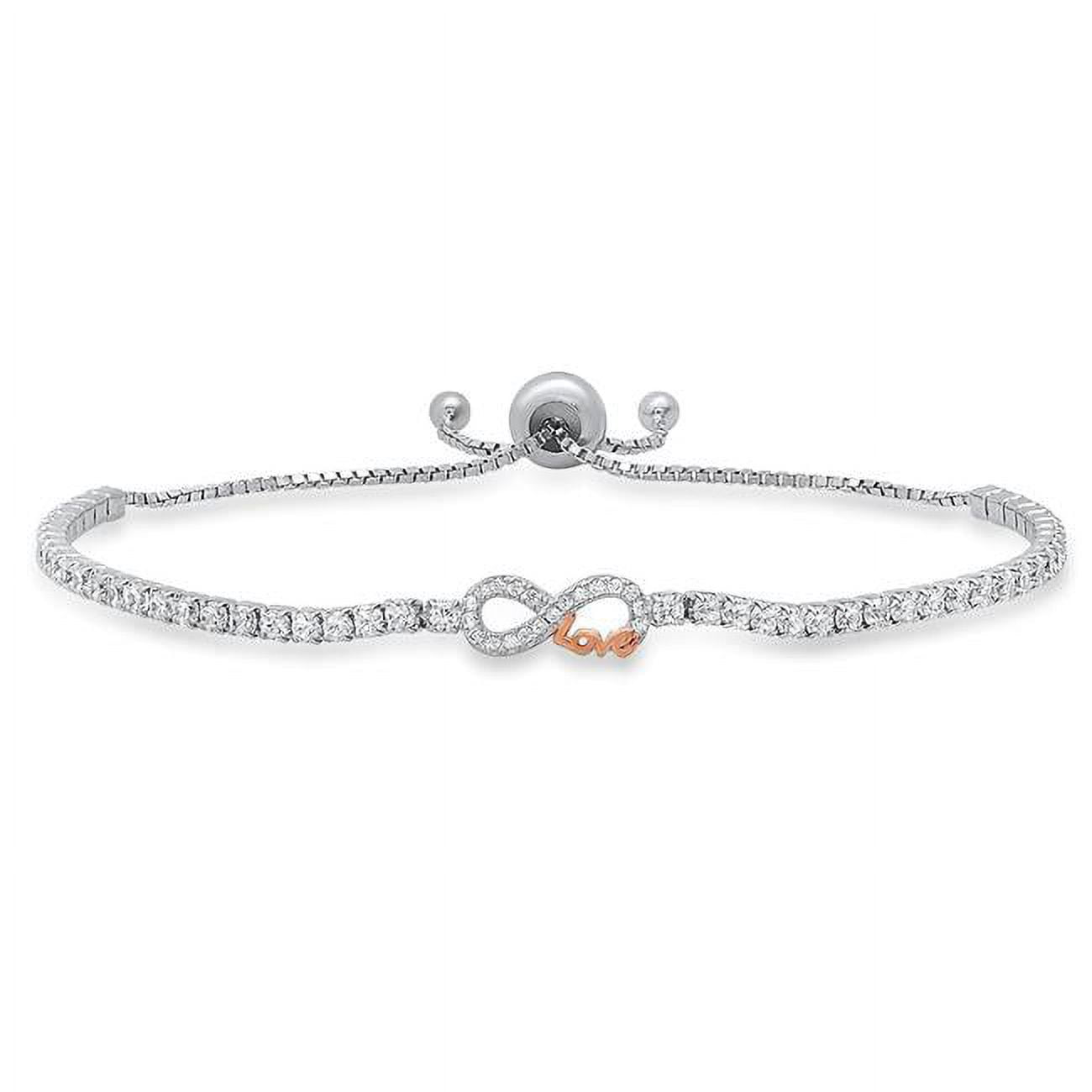Picture of 212 Main 04-023-DSB 9.5 in. Sterling Silver Petite Two-Tone Love Infinity Cubic Zirconia Adjustable Bracelet