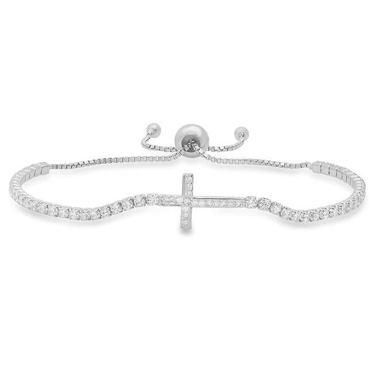 Picture of 212 Main 04-024-DSB 9.5 in. Sterling Silver Petite Cubic Zirconia Cross Adjustable Bracelet