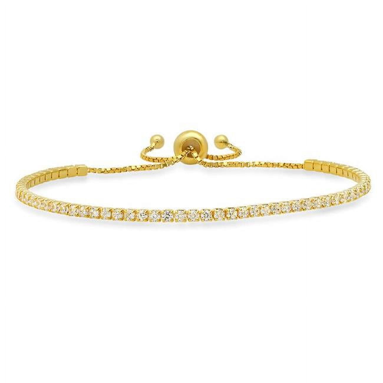 Picture of 212 Main 04-025Y-DSB 9.5 in. 14K Gold Over Silver Petite Cubic Zirconia Adjustable Bracelet