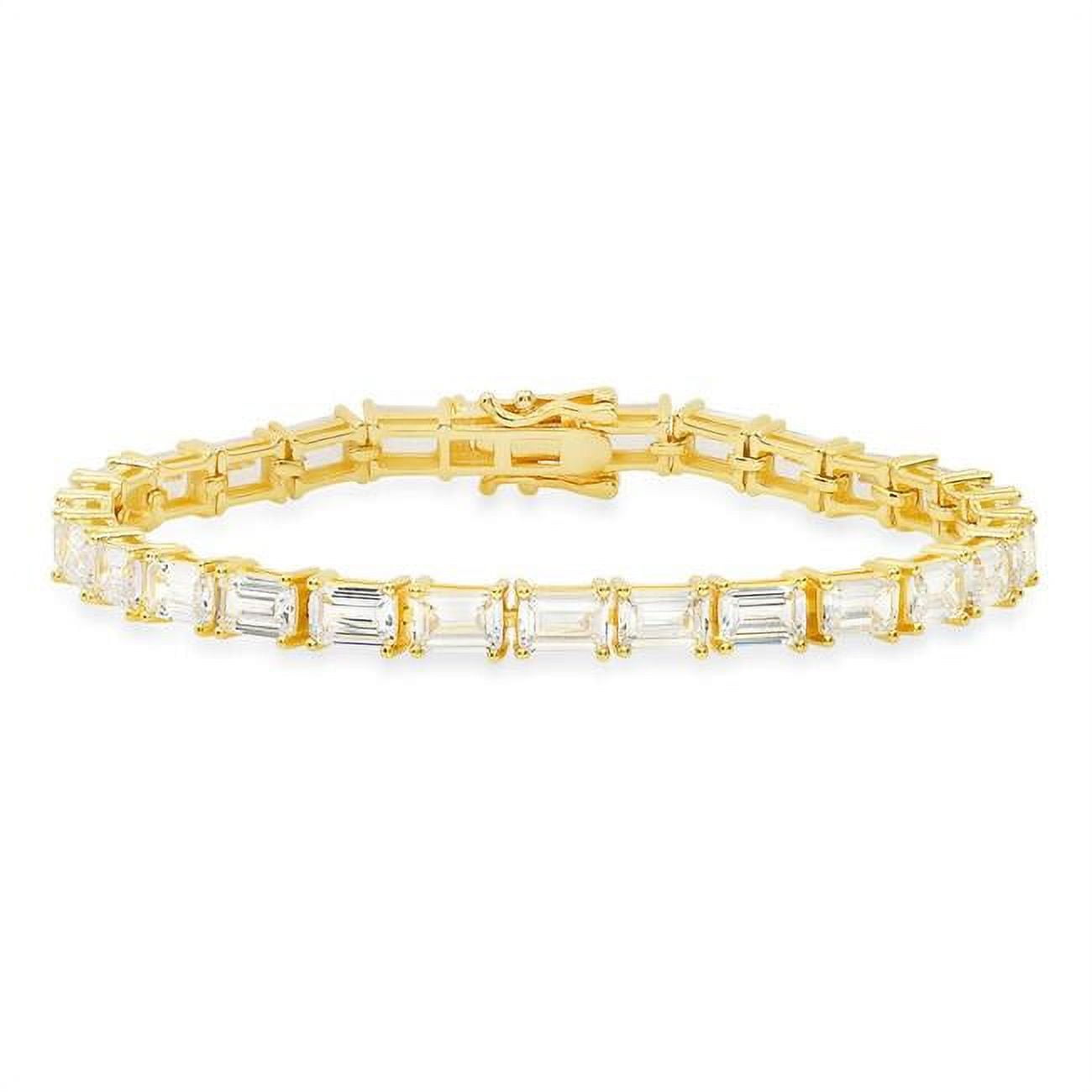 Picture of 212 Main 04-063Y-DSB 7.25 in. 14K Gold Over Silver Emerald-Cut Cubic Zirconia Tennis Bracelet
