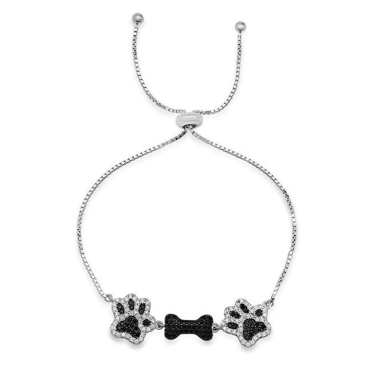 Picture of 212 Main 04-259B-DSB 9.5 in. Sterling Silver Cubic Zirconia Doggy Paw & Bone Adjustable Bracelet