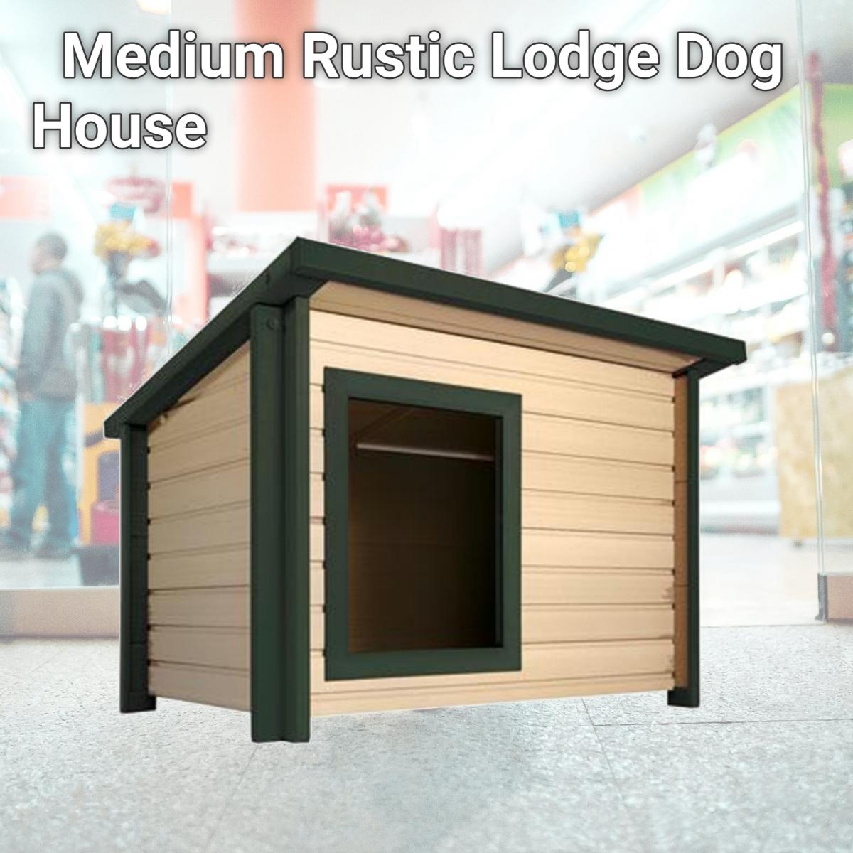 Picture of New Age Pet ECOH203MGN Medium Rustic Lodge Dog House