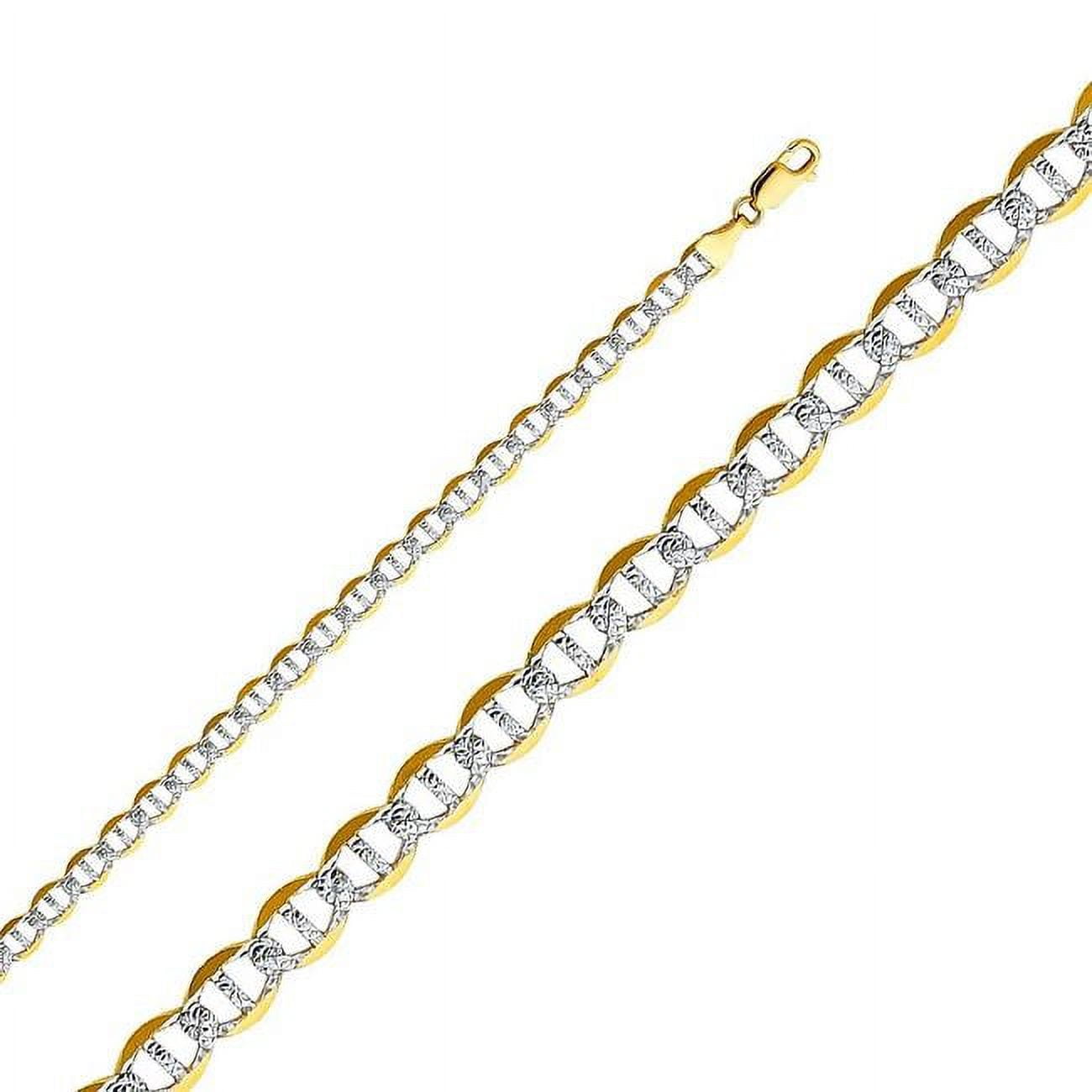 CH-0337-200 20 in. 14K Two Tone Gold 5.5 mm Wide White Pave Flat Mariner Chain -  Precious Stars