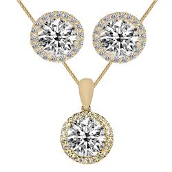 Picture of Precious Stars EP1686-2481-C193-18 18 in. 14K Yellow Gold Round-Cut Cubic Zirconia Halo Earring Pendant Set