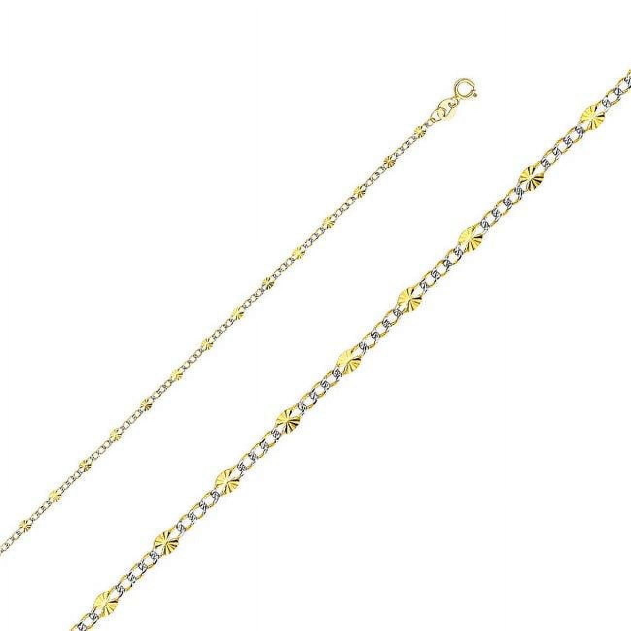 CH-0371-200 20 in. 14K Two Tone Gold 2.5 mm White Pave Stamped 3 Plus 1 Figaro Chain -  Precious Stars