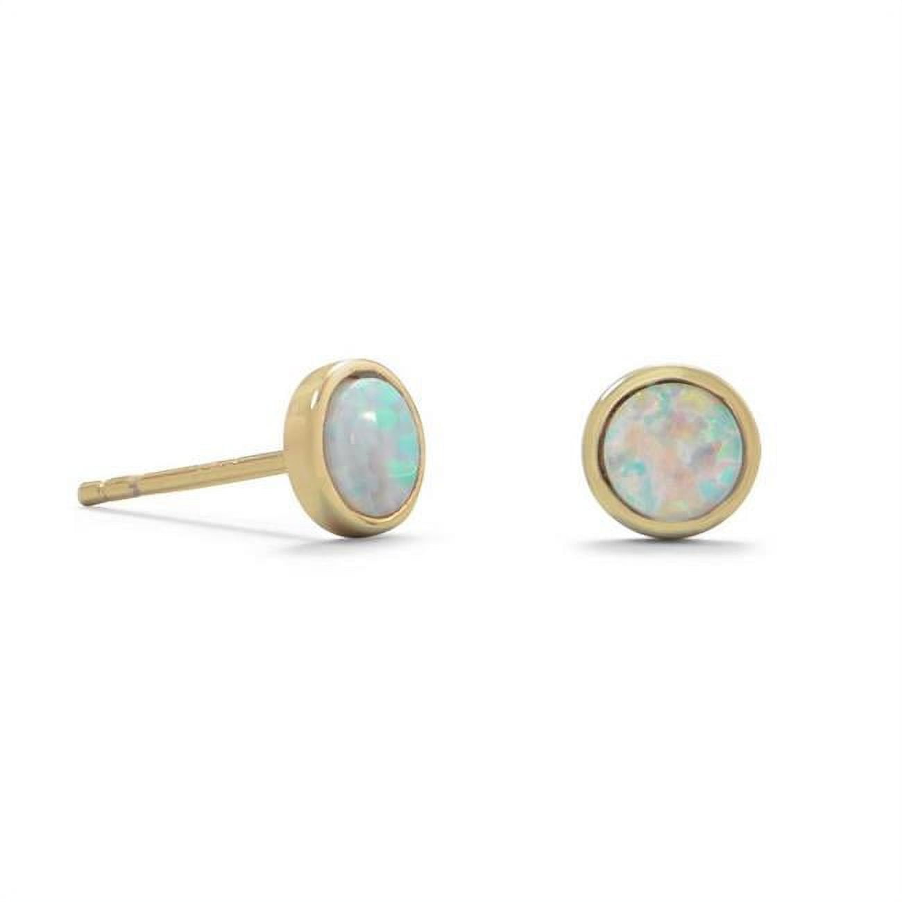 14K Yellow Gold Plated Sterling Silver Synthetic White Opal Stud Earrings -  The Gem Collection, TH2949627