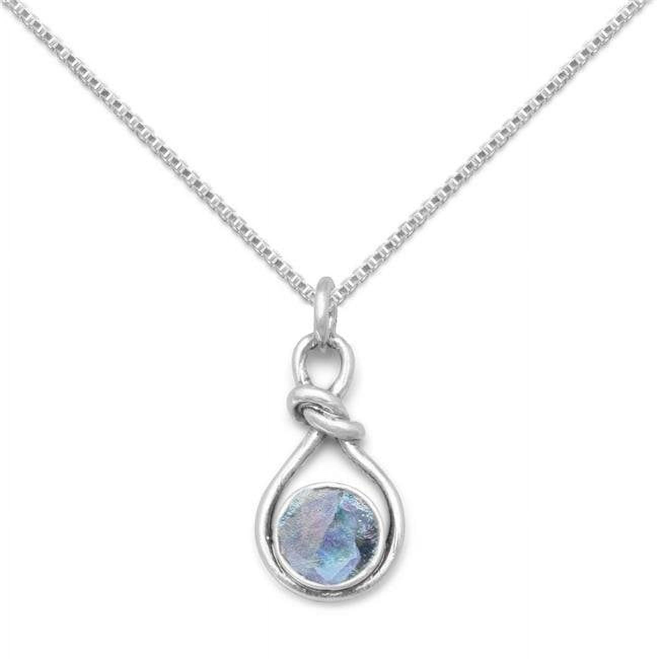Picture of 16 in. Sterling Silver Round-Shape Roman Glass Knot Pendant with 1.5 mm Box Chain