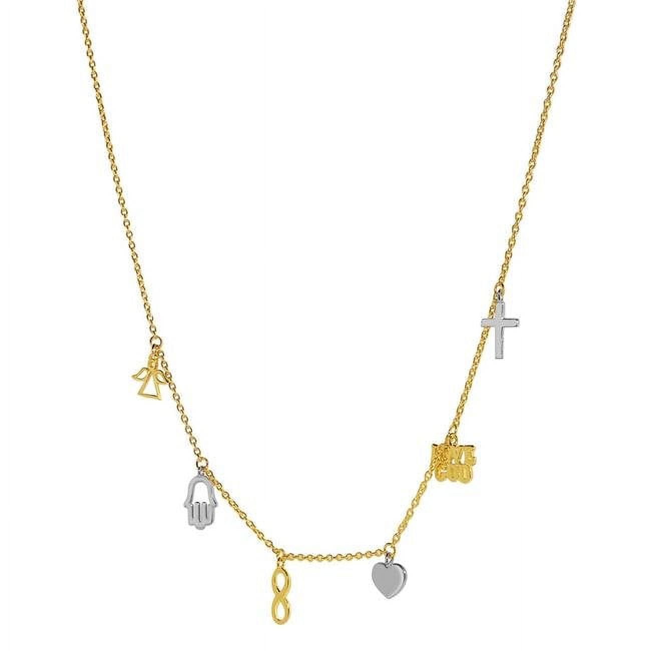 Picture of 14K Two Tone Gold Light Chain Faithful Charm Necklace
