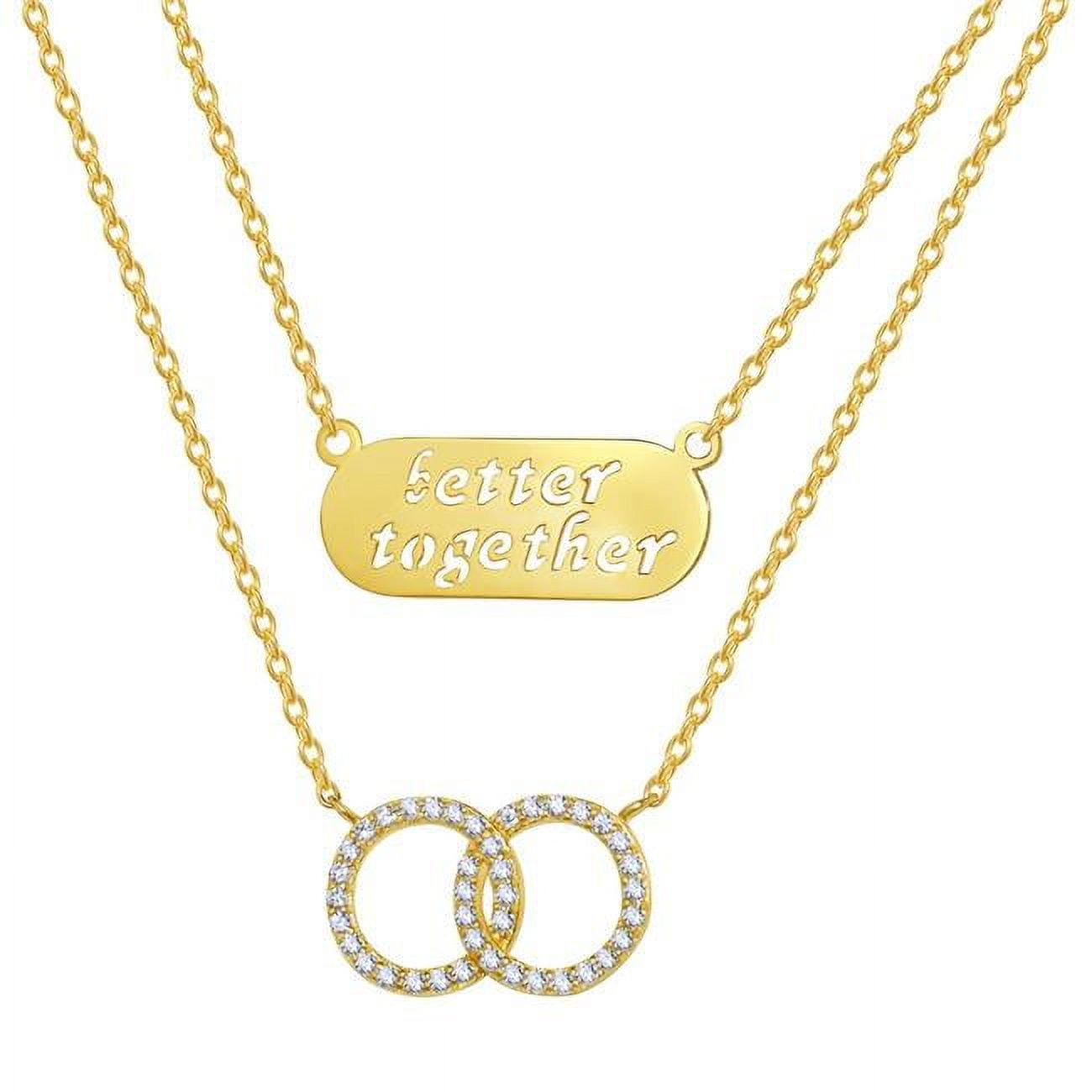 Picture of 14K Yellow Gold 2 Chain Line Infinity & Better Together Necklace
