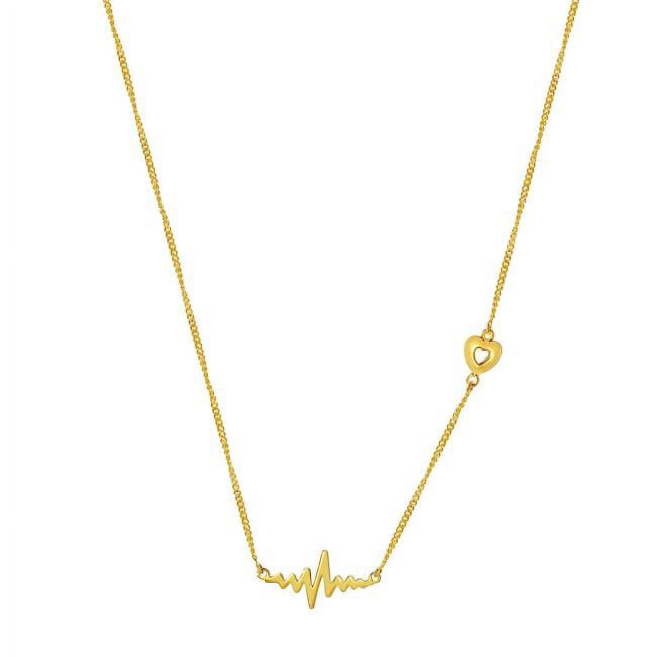 Picture of 14K Yellow Gold Heart & Heartbeat Necklace
