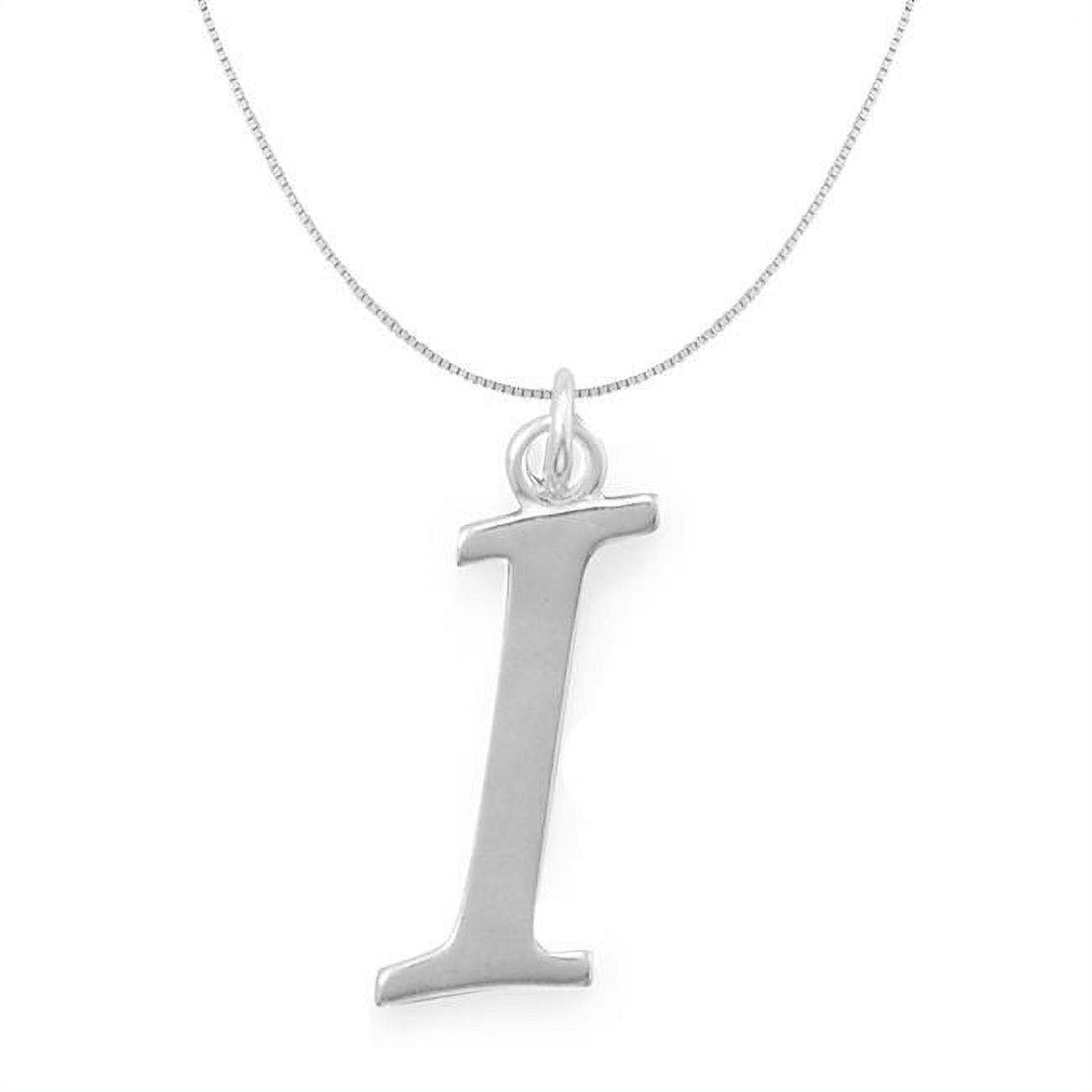 Picture of 18 in. Sterling Silver Initial Letter I Pendant with 0.70 mm Thin Box Chain