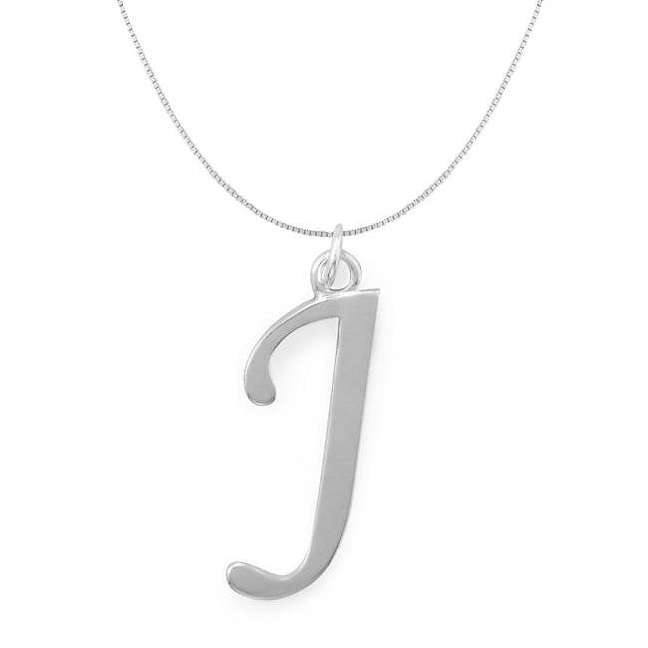 Picture of 18 in. Sterling Silver Initial Letter J Pendant with 0.70 mm Thin Box Chain
